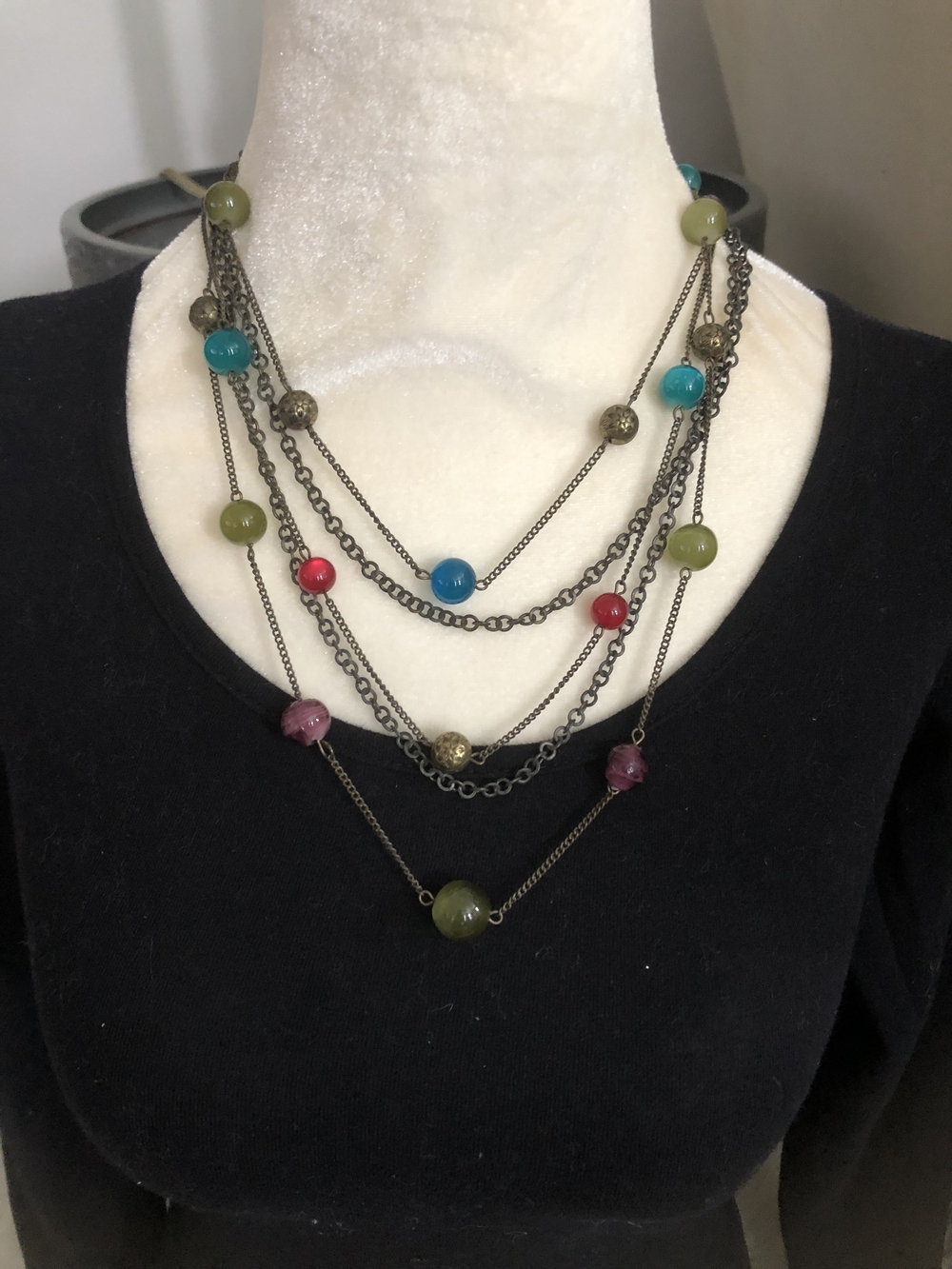 Vintage Avenue Early 2000s Y2K Multi-Strand Boho Chic Statement Necklace